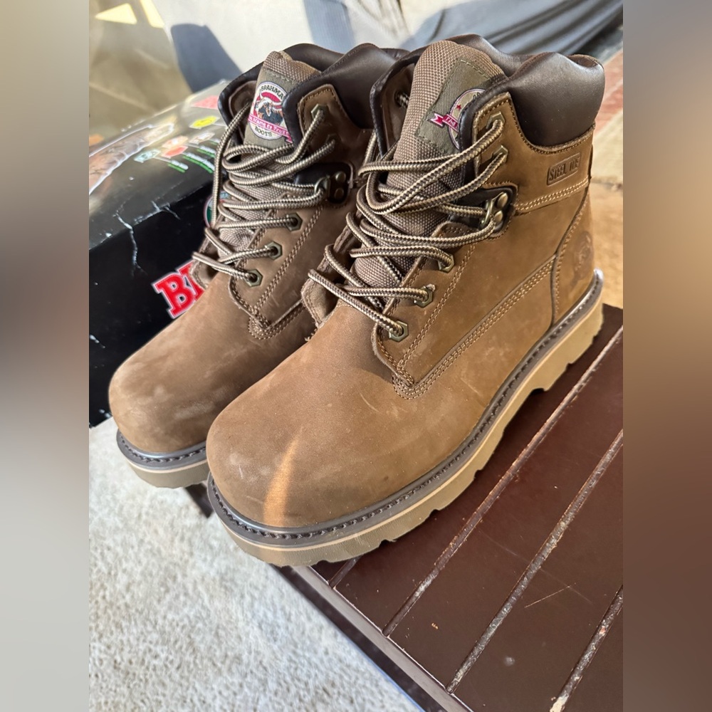 Brahma Tan Steel Toe Boots men’s 9-1/2